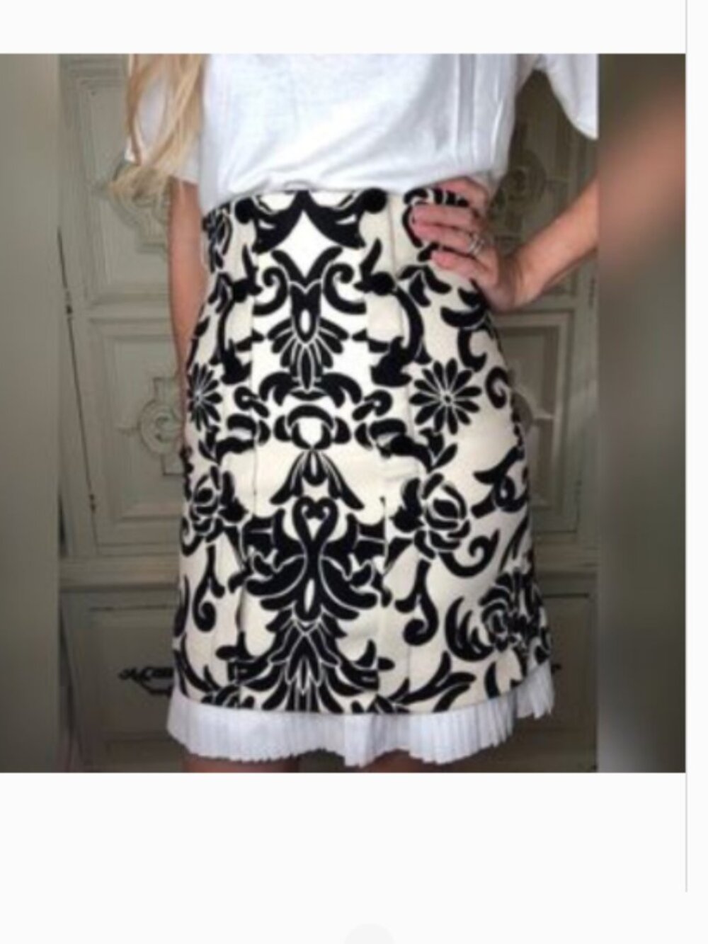 New Alexander McQueen Wool Velvet Floral Skirt Pleated Sz 40 (4-6)